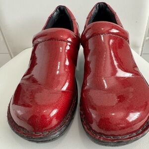 boc Red Glossy Mules with Rounded Toe